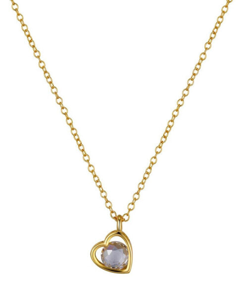 Unwritten cubic Zirconia 14K Gold Flash Plated Brass Heart Design Pendant Necklace