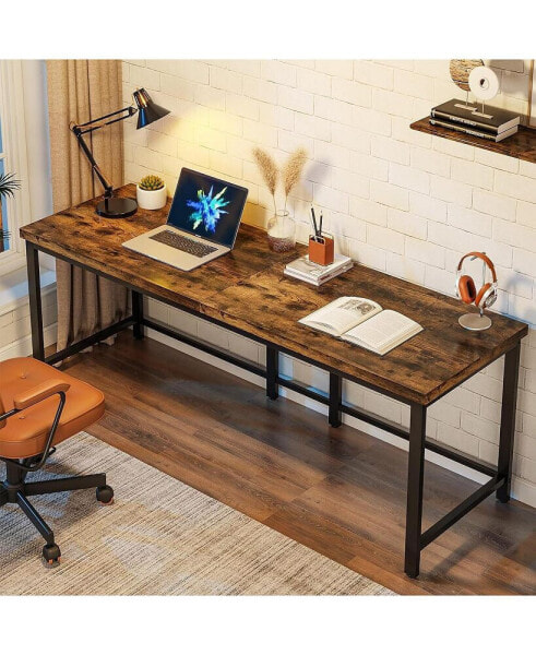 78.7 inch Double Computer Desk, Extra Long 2 Person Desk Workstation, Large Office Desk Study Writing Table for Home Office