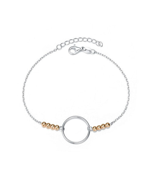 Elegant Sterling Silver Two-Tone Halo Bracelet