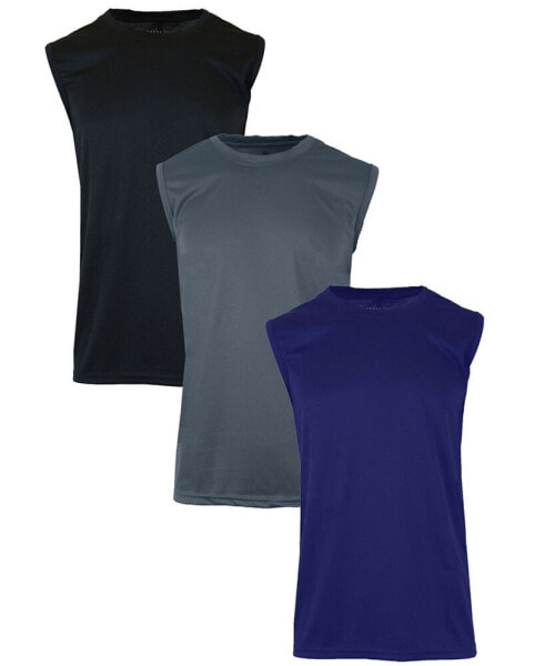 Men's Moisture-Wicking Wrinkle Free Performance Muscle Tee, Pack of 3