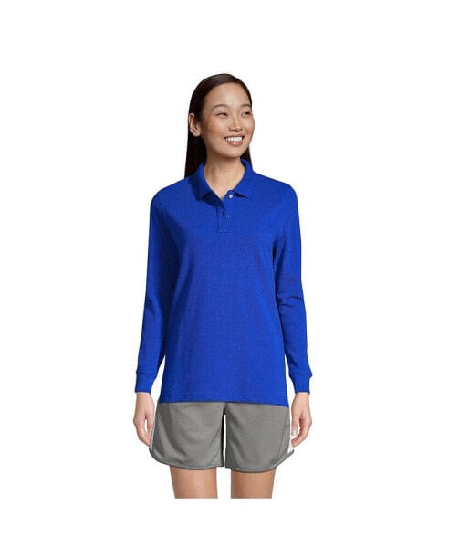 Women's School Uniform Long Sleeve Mesh Polo Shirt