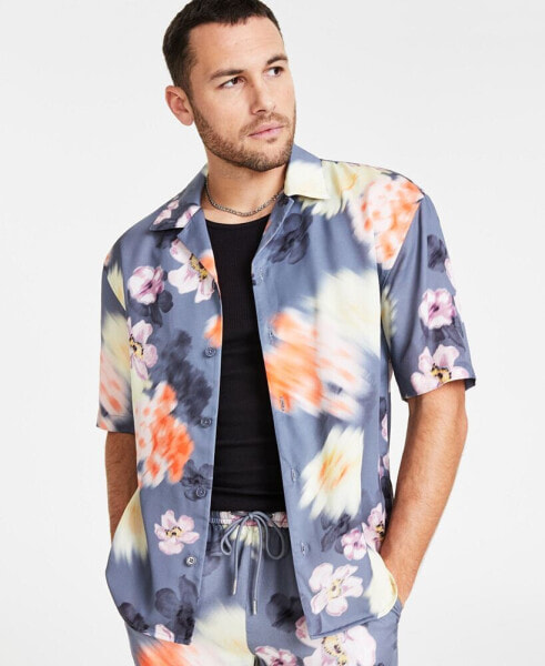 Men's Jackson Regular-Fit Floral-Print Button-Down Camp Shirt, Created for Macy's