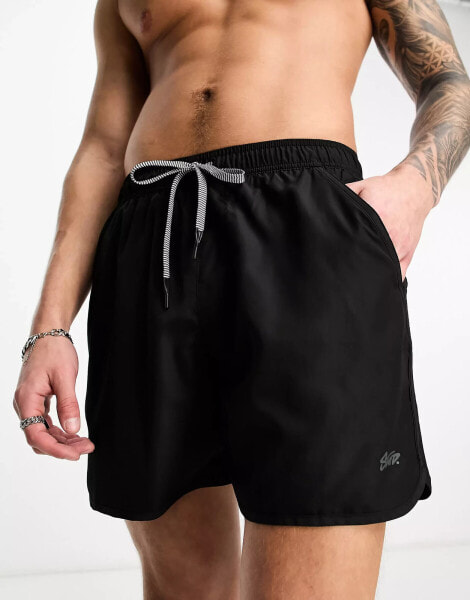 Pull&Bear Basic swim shorts in black