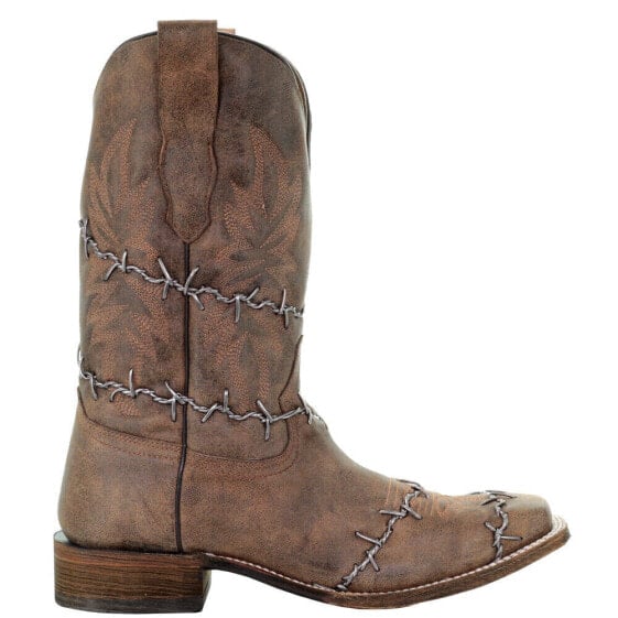 Corral Boots Wire Embroidered Square Toe Cowboy Mens Brown Casual Boots A3532