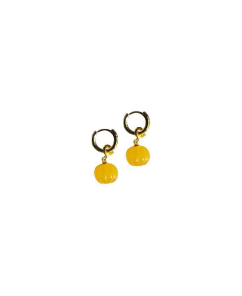 Harvest — Pumpkin Jade stone charm earrings