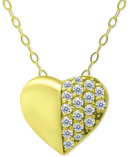 Giani Bernini cubic Zirconia Pavé Heart Pendant Necklace in 18k Gold-Plated Sterling Silver, 16" + 2" extender, Created for Macy's