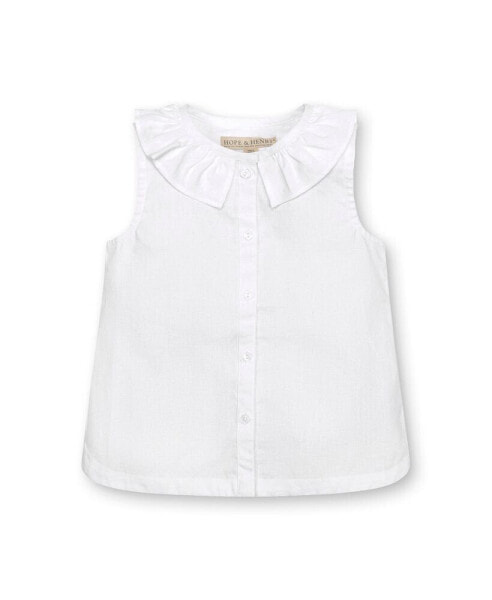 Toddler Girls Sleeveless Ruffle Collar Chambray Button Back Top