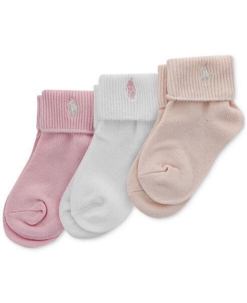 Baby Girls 3-Pk. Turn-Cuff Socks
