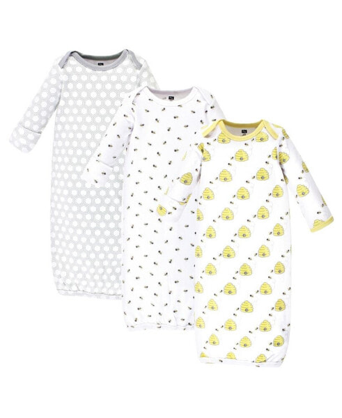 Baby Girl Cotton Gowns, 3-Pack