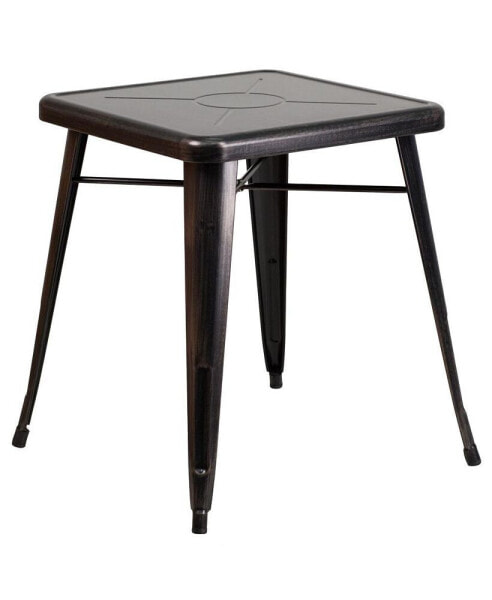 Benson 23.75" Square Metal Dining Table For Indoor And Outdoor Use