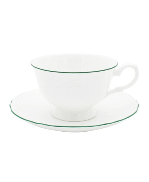 Amelie Forest Green Rim Cup Saucer