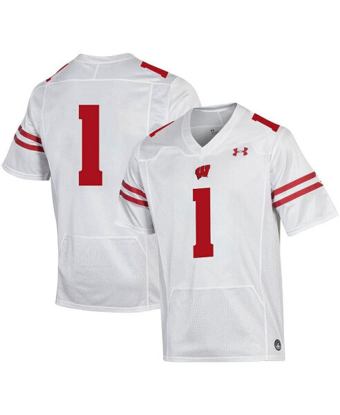 Men's #1 White Wisconsin Badgers Premier Football Jersey