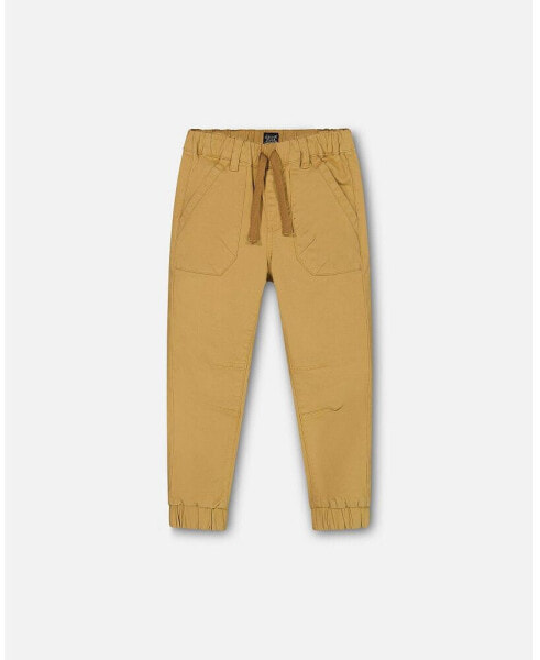 Boy Stretch Twill Jogger Pants Beige Gold - Child