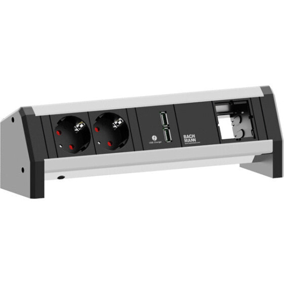Bachmann Desk 1 - 3 AC outlet(s) - Aluminium - Black - 230 V - 2.15 A - 5.2 V