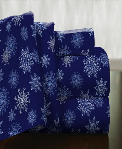 Snowflake Superior Weight Cotton Flannel Sheet Set, Full