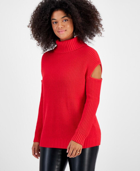 Women's Turtleneck Cutout Sweater, Created for Macy's