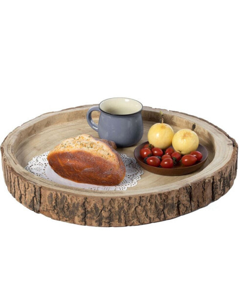 Wood Tree Bark Indented Display Tray Serving Plate Platter Charger