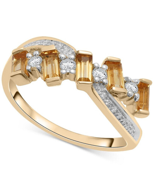 Citrine (1/2 ct. t.w.), White Topaz (1/5 ct. t.w.) & Diamond (1/20 ct. t.w.) Crossover Statement Ring in 14k Gold-Plated Sterling Silver