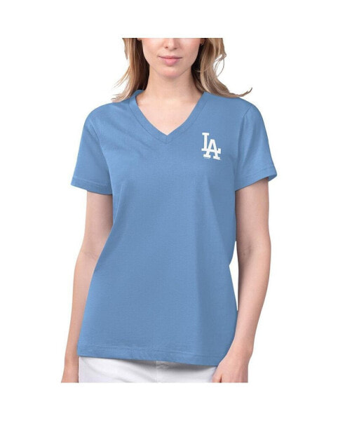 Women's Light Blue Los Angeles Dodgers Game Time V-Neck T-shirt