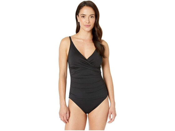 Tommy Bahama 271013 Woman Black Pearl Crossover Front One Piece Swimsuit Size 6