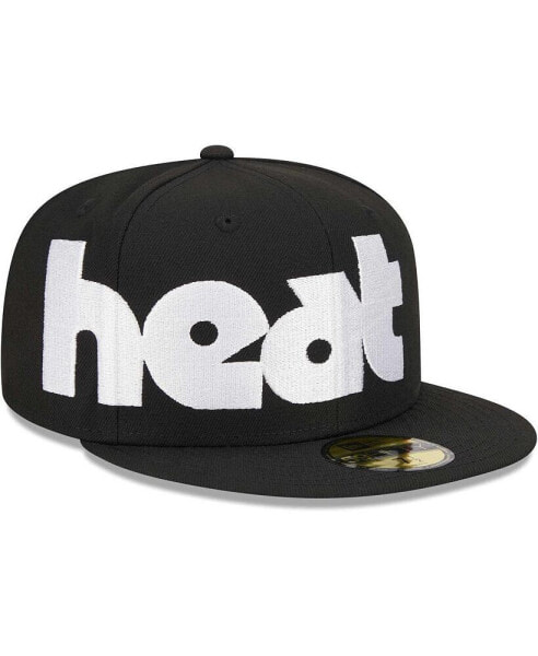 Шапка мужская New Era Miami Heat черно-белая с ультрафиолетовой защитой 59FIFTY