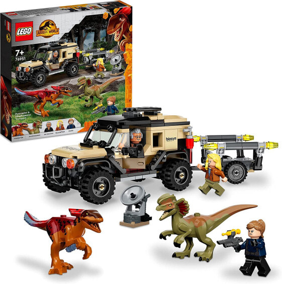 LEGO Jurassic World Pyroraptor & Dilophosaurus Transport, Dinosaur Toy with Off-Road Toy Car, 3 Mini Figures and 2 Dino Figures, for Fans of Jurassic Park, from 7 Years 76951