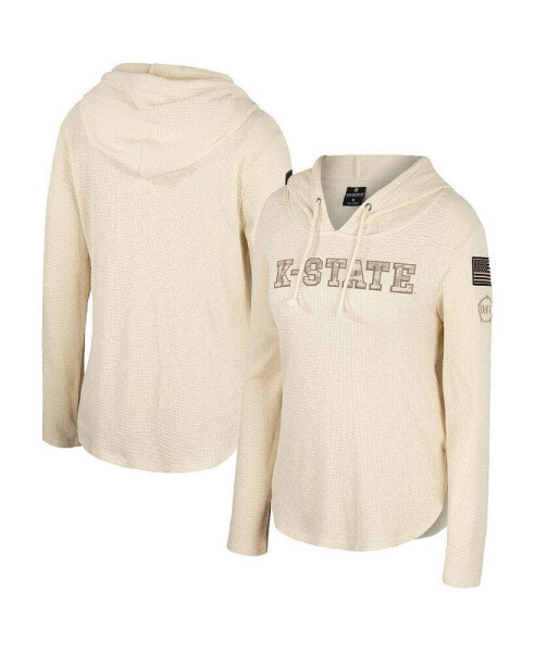 Women's Cream Kansas State Wildcats OHT Military-Inspired Appreciation Casey Raglan Long Sleeve Hoodie T-shirt