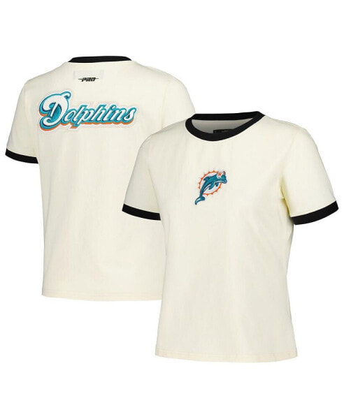 Women's Cream Miami Dolphins Retro Classic Ringer T-Shirt