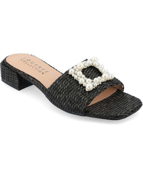 Women's Justina Ornamented Raffia Slide Sandals