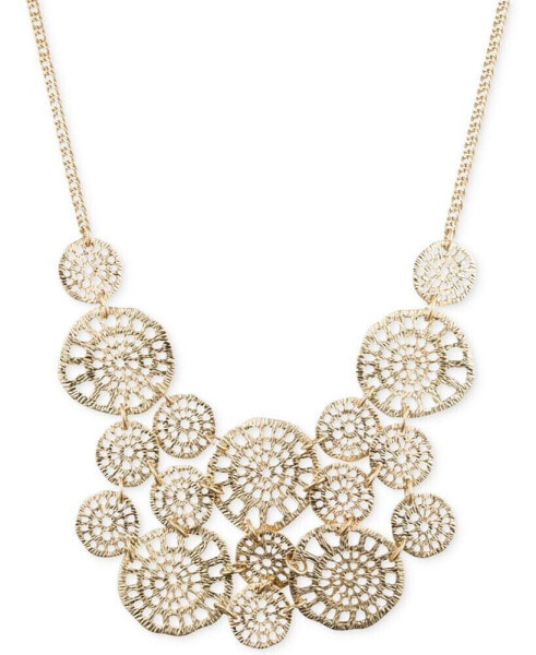 Gold-Tone Textured Disc Drama Necklace