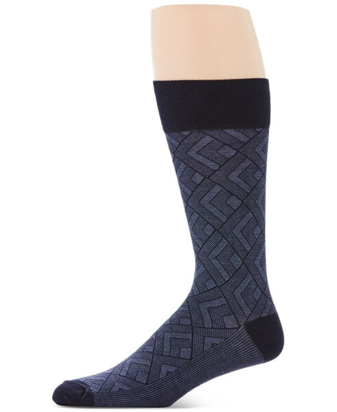 Men's Modern Diamond-Pattern Crew Casual Dress Socks