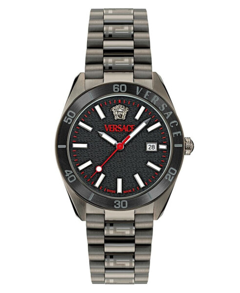 Men's Swiss Black Ion Plated Stainless Steel Bracelet Watch 42mm