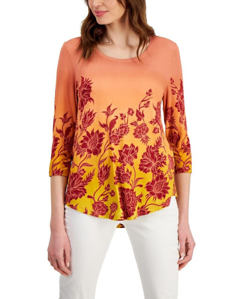 Women's Printed 3/4-Sleeve Top, Created for Macy's