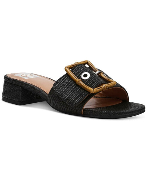 Women's Niece Raffia Block-Heel Buckle Slide Sandals