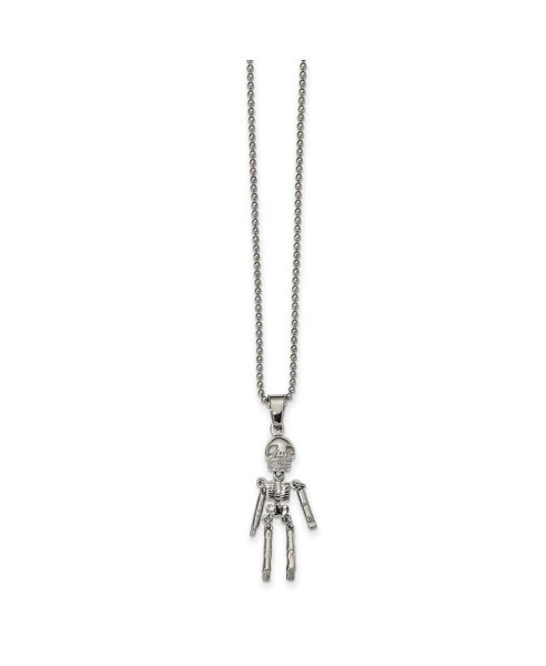 Polished Moveable Skeleton Pendant on a Ball Chain Necklace