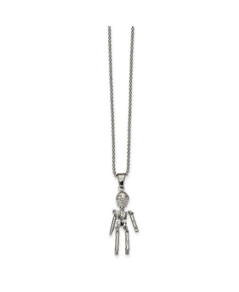 Chisel polished Moveable Skeleton Pendant on a Ball Chain Necklace