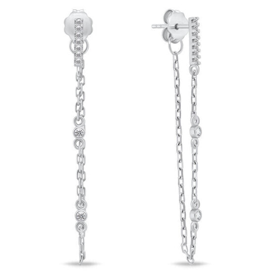 Delicate silver earrings with zircons EA842W