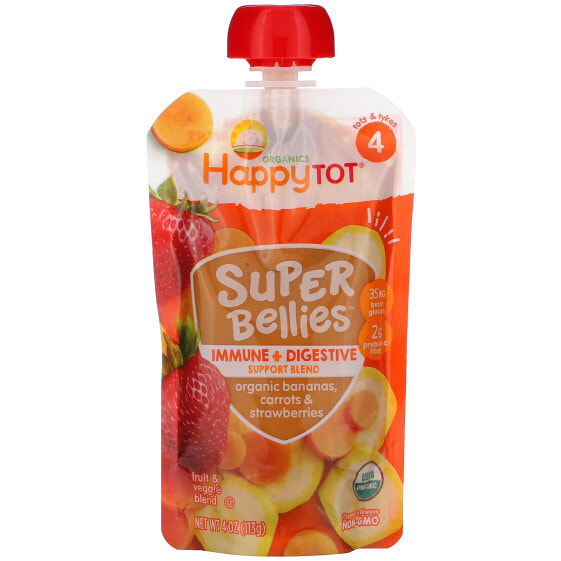 Happy Family Organics, Happy Tot, Super Bellies, органические бананы, морковь и клубника, 4 унции (113 г)