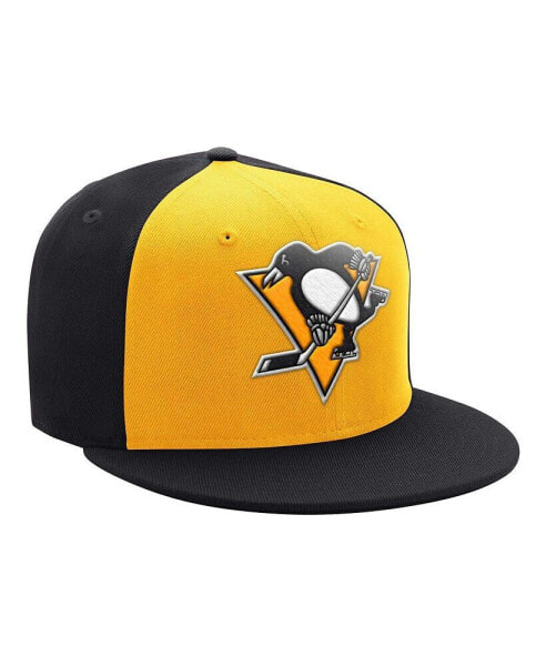 Men's Gold, Black Pittsburgh Penguins Logo Two-Tone Snapback Hat