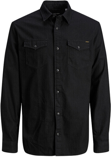 Pánská košile JJESHERIDAN Slim Fit 12138115 Black Denim