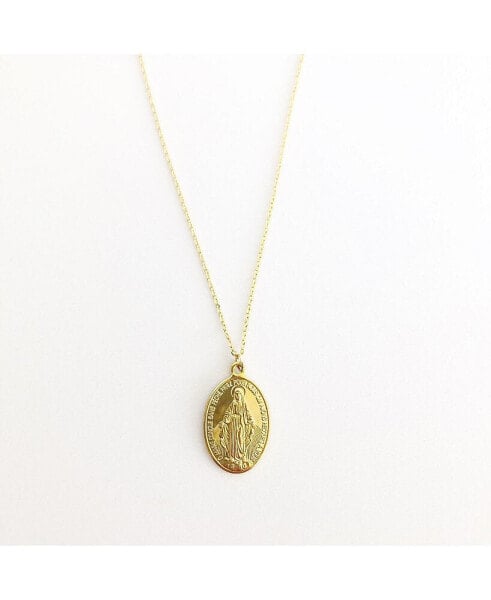 Oval Saint Medallion Coin Necklace Gold