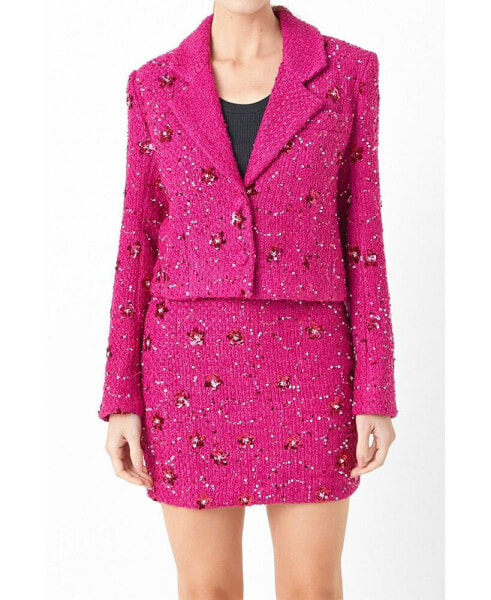 Women's Sequins Cropped Blazer