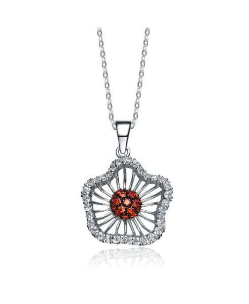 Sterling Silver White Gold Plated Cubic Zirconia Heart of Fire Pendant