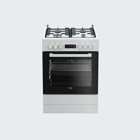 BEKO FSM62320DWS - Freestanding cooker - White - Rotary - Top front - Gas - 4 zone(s)