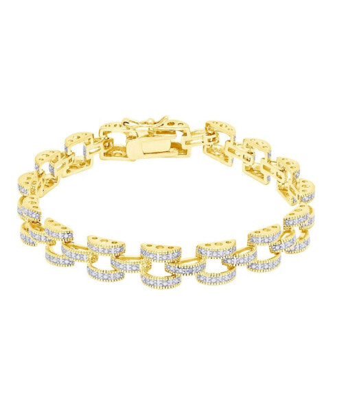 Diamond Accent Panther Link Bracelet in Silver Plate or Gold Plate