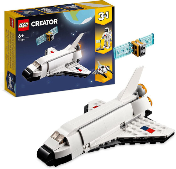 LEGO Creator 31134 3-in-1 Spaceshuttle Toy for Astronaut to Spaceship, Construction Toy for Children, Boys, Girls from 6 Years, Creative Gift Idea