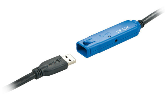 Lindy 10m USB 3.0 Active Extension Pro, 10 m, USB A, USB A, USB 3.2 Gen 1 (3.1 Gen 1), 5000 Mbit/s, Black