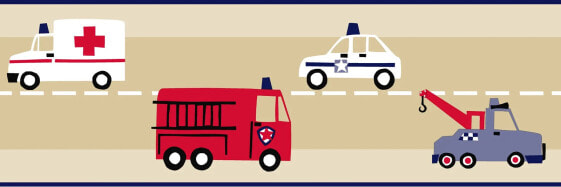 Tapetenbordüre Feuerwehrautos und Polize
