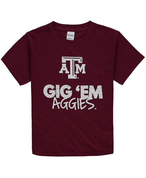 Big Boys Maroon Texas A&M Aggies Crew Neck T-shirt