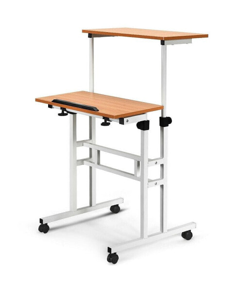 2 in 1 Height Adjustable Sit Standing Computer Desk